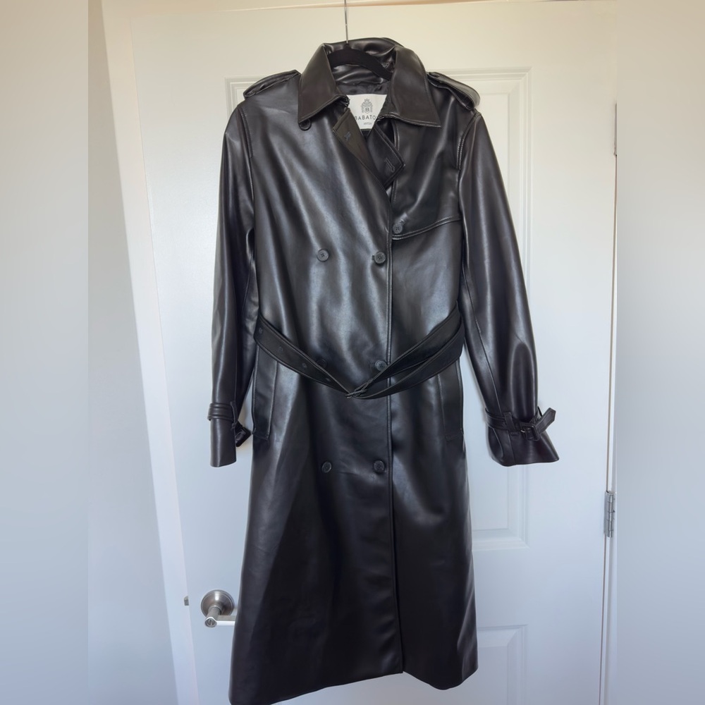 Aritzia Black Leather Trench Coat